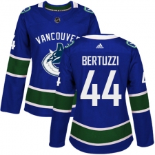 Women's Adidas Vancouver Canucks #44 Todd Bertuzzi Authentic Blue Home NHL Jersey