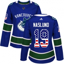 Women's Adidas Vancouver Canucks #19 Markus Naslund Authentic Blue USA Flag Fashion NHL Jersey