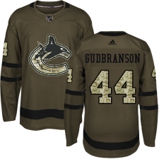 Men's Adidas Vancouver Canucks #44 Erik Gudbranson Authentic Green Salute to Service NHL Jersey