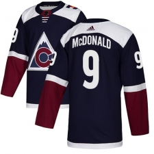 Men's Adidas Colorado Avalanche #9 Lanny McDonald Authentic Navy Blue Alternate NHL Jersey