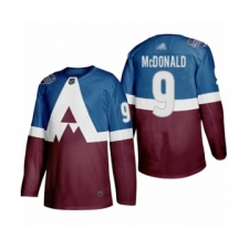 Men's Colorado Avalanche #9 Lanny McDonald Authentic Burgundy Blue 2020 Stadium Series Hockey Jersey