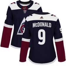 Women's Adidas Colorado Avalanche #9 Lanny McDonald Authentic Navy Blue Alternate NHL Jersey