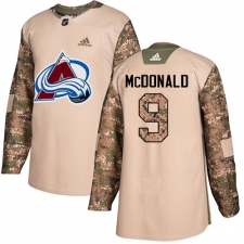 Youth Adidas Colorado Avalanche #9 Lanny McDonald Authentic Camo Veterans Day Practice NHL Jersey