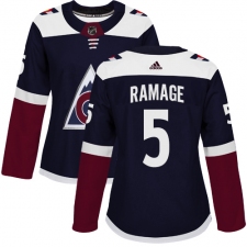 Women's Adidas Colorado Avalanche #5 Rob Ramage Authentic Navy Blue Alternate NHL Jersey