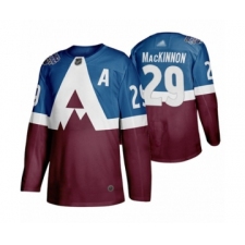 Men's Colorado Avalanche #29 Nathan MacKinnon Authentic Burgundy Blue 2020 Stadium Series Hockey Jersey