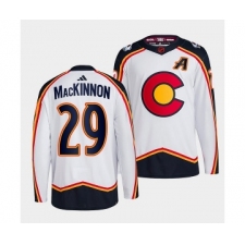 Men's Colorado Avalanche #29 Nathan MacKinnon White 2022-23 Reverse Retro Stitched Jersey