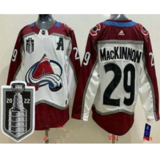 Men's Colorado Avalanche #29 Nathan MacKinnon White 2022 Stanley Cup Stitched Jersey