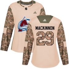 Women's Adidas Colorado Avalanche #29 Nathan MacKinnon Authentic Camo Veterans Day Practice NHL Jersey