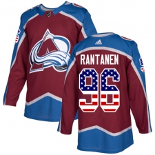 Youth Adidas Colorado Avalanche #96 Mikko Rantanen Authentic Burgundy Red USA Flag Fashion NHL Jersey