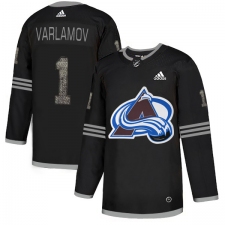 Men's Adidas Colorado Avalanche #1 Semyon Varlamov Black Authentic Classic Stitched NHL Jersey