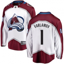 Men's Colorado Avalanche #1 Semyon Varlamov Fanatics Branded White Away Breakaway NHL Jersey