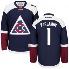 Women's Reebok Colorado Avalanche #1 Semyon Varlamov Premier Blue Third NHL Jersey