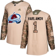 Youth Adidas Colorado Avalanche #1 Semyon Varlamov Authentic Camo Veterans Day Practice NHL Jersey