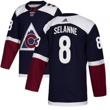 Men's Adidas Colorado Avalanche #8 Teemu Selanne Authentic Navy Blue Alternate NHL Jersey