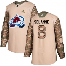 Youth Adidas Colorado Avalanche #8 Teemu Selanne Authentic Camo Veterans Day Practice NHL Jersey
