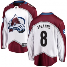 Youth Colorado Avalanche #8 Teemu Selanne Fanatics Branded White Away Breakaway NHL Jersey