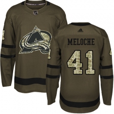 Men's Adidas Colorado Avalanche #41 Nicolas Meloche Authentic Green Salute to Service NHL Jersey
