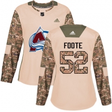 Women's Adidas Colorado Avalanche #52 Adam Foote Authentic Camo Veterans Day Practice NHL Jersey