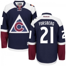 Women's Reebok Colorado Avalanche #21 Peter Forsberg Authentic Blue Third NHL Jersey