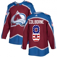 Men's Adidas Colorado Avalanche #8 Joe Colborne Authentic Burgundy Red USA Flag Fashion NHL Jersey