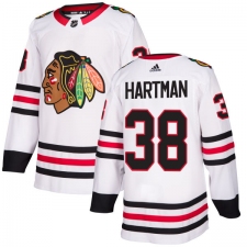 Youth Adidas Chicago Blackhawks #38 Ryan Hartman Authentic White Away NHL Jersey