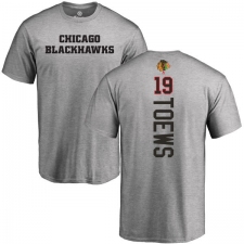 NHL Adidas Chicago Blackhawks #19 Jonathan Toews Ash Backer T-Shirt