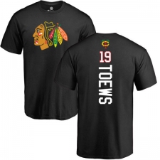 NHL Adidas Chicago Blackhawks #19 Jonathan Toews Black Backer T-Shirt