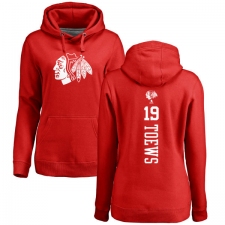 NHL Women's Adidas Chicago Blackhawks #19 Jonathan Toews Red One Color Backer Pullover Hoodie
