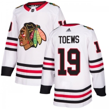 Women's Adidas Chicago Blackhawks #19 Jonathan Toews Authentic White Away NHL Jersey