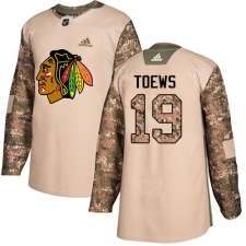 Youth Adidas Chicago Blackhawks #19 Jonathan Toews Authentic Camo Veterans Day Practice NHL Jersey