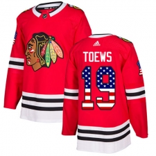 Youth Adidas Chicago Blackhawks #19 Jonathan Toews Authentic Red USA Flag Fashion NHL Jersey
