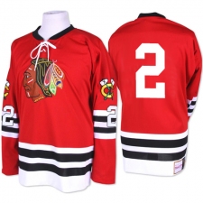 Men's Mitchell and Ness Chicago Blackhawks #2 Duncan Keith Premier Red 1960-61 Throwback NHL Jersey