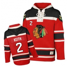 Men's Old Time Hockey Chicago Blackhawks #2 Duncan Keith Authentic Red Sawyer Hooded Sweatshirt NHL Jersey