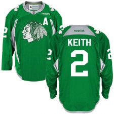 Men's Reebok Chicago Blackhawks #2 Duncan Keith Authentic Green Practice NHL Jersey