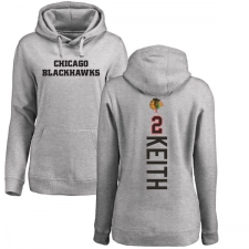 NHL Women's Adidas Chicago Blackhawks #2 Duncan Keith Ash Backer Pullover Hoodie