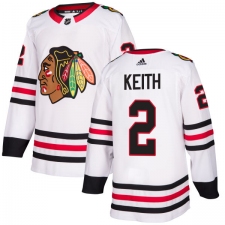 Women's Adidas Chicago Blackhawks #2 Duncan Keith Authentic White Away NHL Jersey