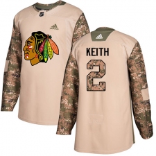 Youth Adidas Chicago Blackhawks #2 Duncan Keith Authentic Camo Veterans Day Practice NHL Jersey