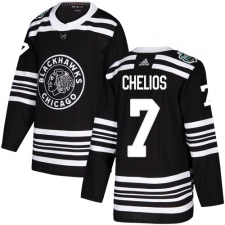 Men's Adidas Chicago Blackhawks #7 Chris Chelios Authentic Black 2019 Winter Classic NHL Jersey