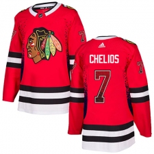 Men's Adidas Chicago Blackhawks #7 Chris Chelios Authentic Red Drift Fashion NHL Jersey