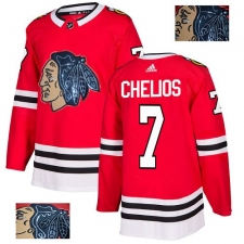Men's Adidas Chicago Blackhawks #7 Chris Chelios Authentic Red Fashion Gold NHL Jersey