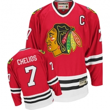 Men's CCM Chicago Blackhawks #7 Chris Chelios Authentic Red Throwback NHL Jersey