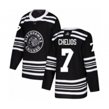 Men's Chicago Blackhawks #7 Chris Chelios Authentic Black Alternate Hockey Jersey