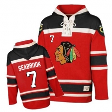 Men's Old Time Hockey Chicago Blackhawks #7 Chris Chelios Authentic Red Sawyer Hooded Sweatshirt NHL Jersey