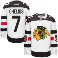 Men's Reebok Chicago Blackhawks #7 Chris Chelios Premier White 2016 Stadium Series NHL Jersey