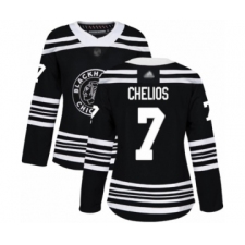 Women's Chicago Blackhawks #7 Chris Chelios Authentic Black Alternate Hockey Jersey