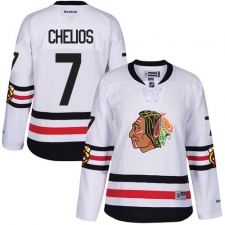 Women's Reebok Chicago Blackhawks #7 Chris Chelios Premier White 2017 Winter Classic NHL Jersey
