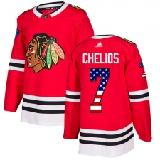 Youth Adidas Chicago Blackhawks #7 Chris Chelios Authentic Red USA Flag Fashion NHL Jersey