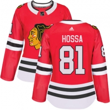 Women's Adidas Chicago Blackhawks #81 Marian Hossa Authentic Red Home NHL Jersey