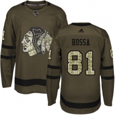 Youth Reebok Chicago Blackhawks #81 Marian Hossa Authentic Green Salute to Service NHL Jersey