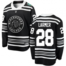 Men's Chicago Blackhawks #28 Steve Larmer Black 2019 Winter Classic Fanatics Branded Breakaway NHL Jersey